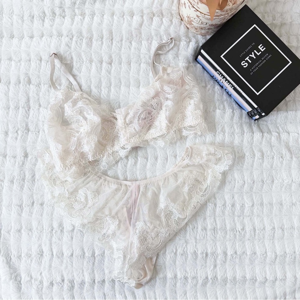 Victoria Secret Boho Floral Embroidery Bralette & Panty Set